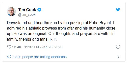 Kobe Bryant avea o avere de 500 de milioane de dolari. Investea în tehnologie, la sfatul lui Tim Cook