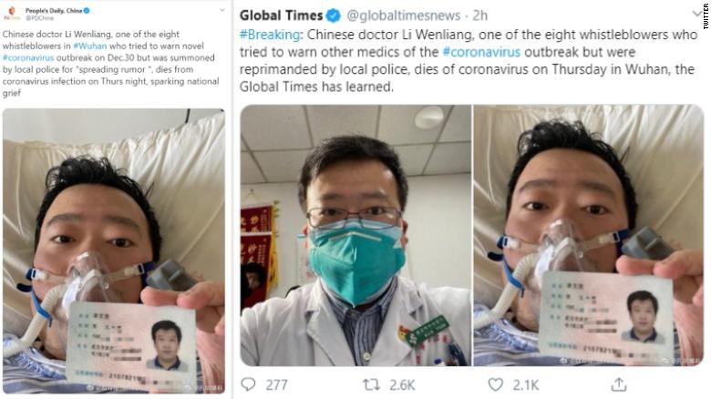 Chinezii îl plâng pe doctorul care a avertizat asupra epidemiei de coronavirus! Publicațiile chineze au jucat alba-neagra cu moartea lui Li Wenliang