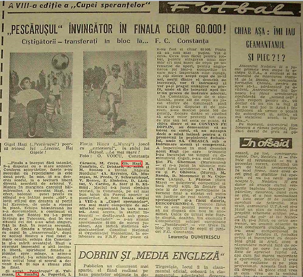 Destinul trist al unui fotbalist din generația lui Hagi. În 1977, era considerat la fel de mare speranță ca ”Regele”, dar a ajuns hamal în piață și s-a sinucis la 48 de ani