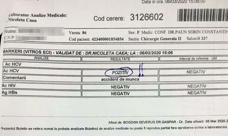 Documente: 16 medici din Spitalul Floreasca îl acuză pe șeful unei secții că ”şi-a înţepat deliberat” doi colegi cu un instrument cu care lucrase la un pacient cu hepatită C
