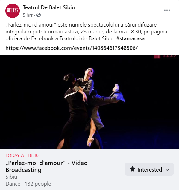 Ce spectacole putem urmări online, de acasă: teatru, balet, operă, conferințe TNB