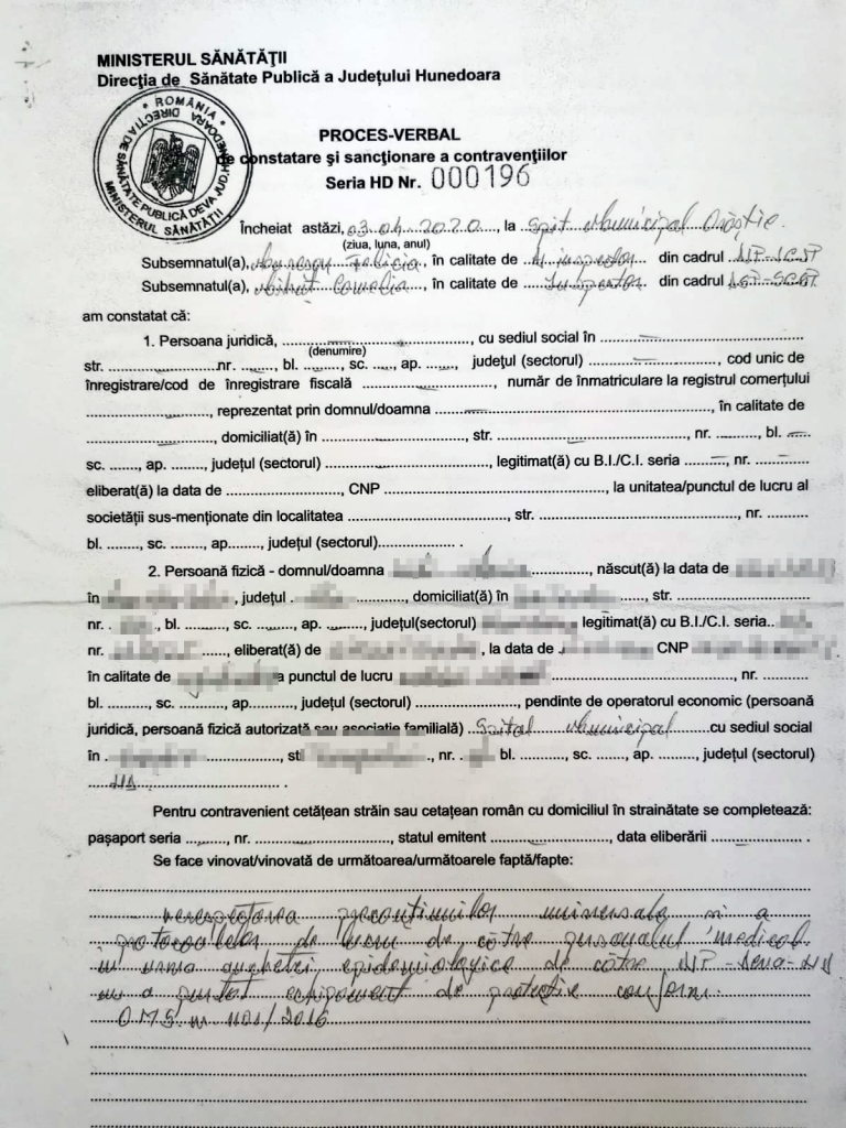 17 angajați ai Spitalului Municipal Orăștie, amendați de DSP în urma unei anchete solicitate chiar de ei
