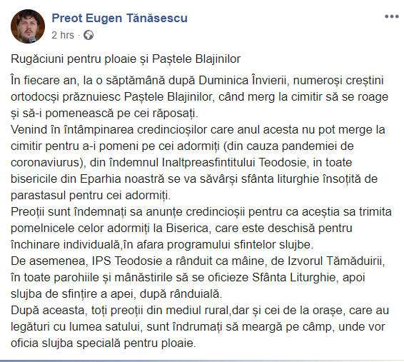 Arhiepiscopul Tomisului le cere preoților din Constanța să meargă pe câmp și să țină slujbe speciale pentru ploaie