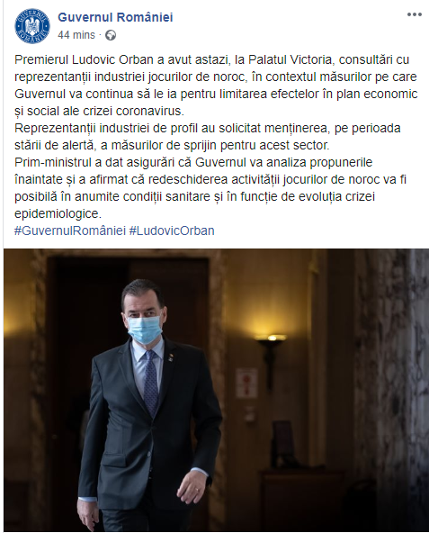 Anunț de la Guvern:”Redeschiderea jocurilor de noroc, posibilă în anumite condiții”