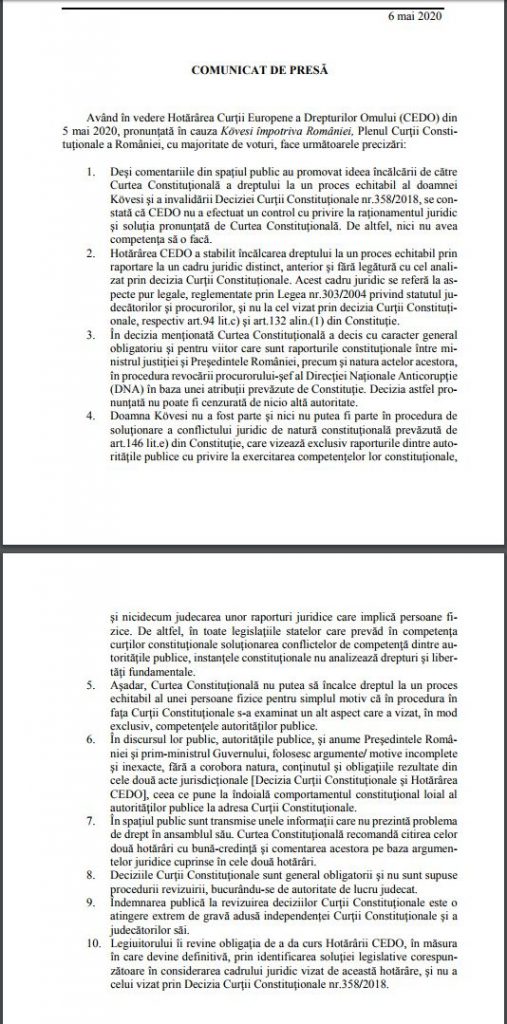 CCR îl acuză pe Iohannis de „atingere gravă adusă independenţei Curții şi a judecătorilor”