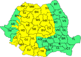 Avertizare meteo: cod portocaliu și cod galben de vânt puternic și precipitații mixte la munte