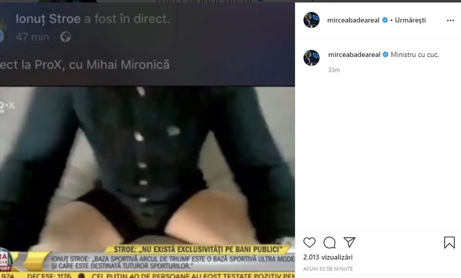 Ce reacţie a avut Mircea Badea după ce ministrul sportului, Ionuţ Stroe, a apărut fără pantaloni la TV