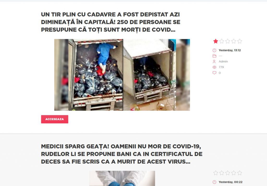 Fake news cu morți de coronavirus, transmis în România din Federația Rusă. Avertismentul Grupului de Comunicare Strategică