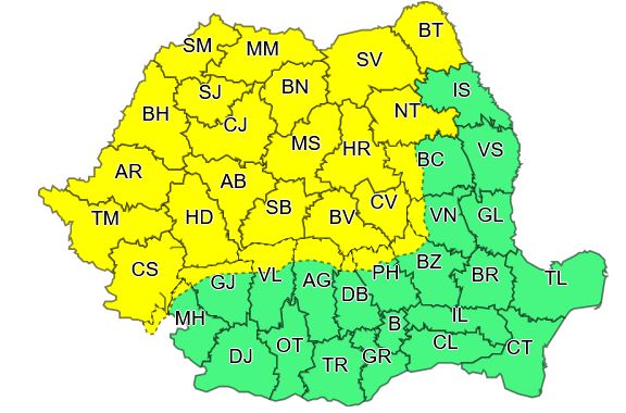 Se întorc furtunile. Cod galben de ploi și vijelii în jumătate de țară