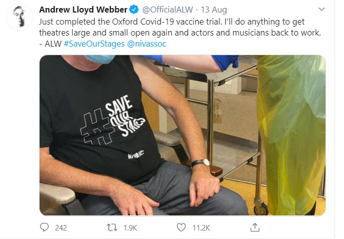 Compozitorul Andrew Lloyd Webber s-a oferit voluntar să se vaccineze împotriva Covid-19