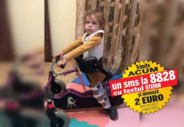 Ștefan suferă de amiotrofie spinală și are nevoie de 2.100.000 de dolari pentru a supraviețui. Copilul de 3 ani poate fi salvat cu un tratament adus din SUA