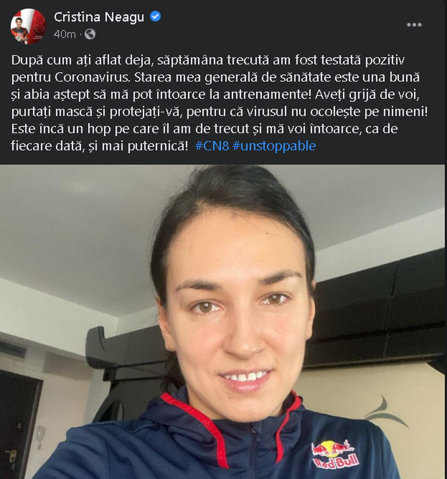 Cristina Neagu, prima reacție după ce a fost testată pozitiv pentru COVID-19. „Virusul nu ocolește pe nimeni”