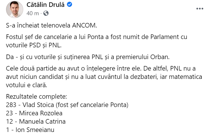Vlad Stoica, noul președinte al ANCOM, după ce Grindeanu și-a dat demisia. Stoica a fost șeful de cabinet al lui Victor Ponta