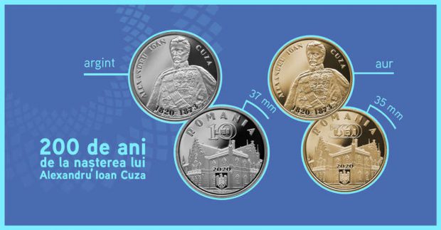 Monede din aur și argint lansate de BNR, la 200 de ani de la nașterea lui Alexandru Ioan Cuza. La ce preț se pot achiziționa