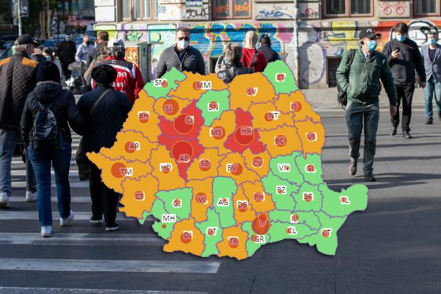 Cum arată harta incidenței cazurilor COVID-19. Care sunt zonele roșii din România