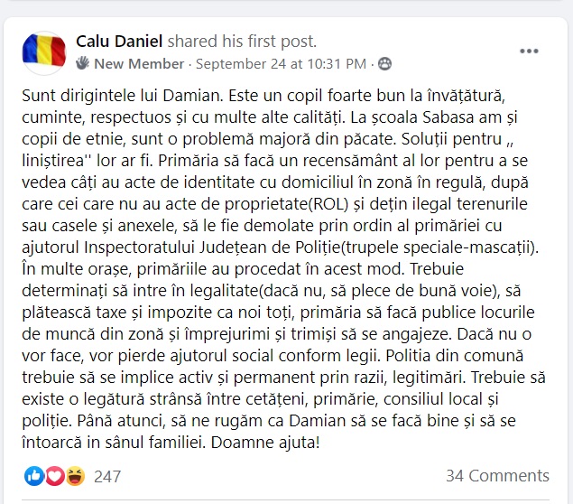 Metoda Bolintin. Românii dintr-un grup de Facebook propun expulzarea sau chiar incendierea romilor dintr-o comună din Neamț