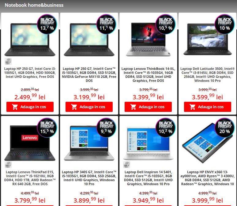 Catalon online Flanco Black Friday 2020 discounts on HP, Lenovo and Dell laptops