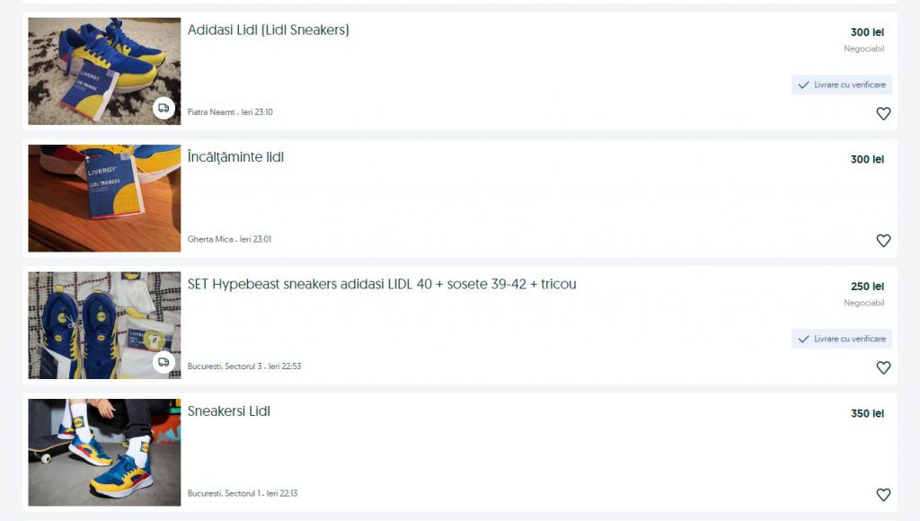 Nebunie pe internet: pantofii sport de la Lidl costă 13 euro la magazin, dar se vând cu 6.000 de euro pe site-urile de licitații