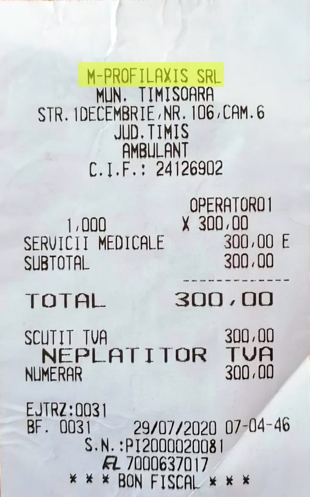 Teste COVID recoltate în curtea Spitalului de Boli Infecţioase şi prelucrate în laboratorul spitalului, cu bon fiscal pe clinica doctorului Musta