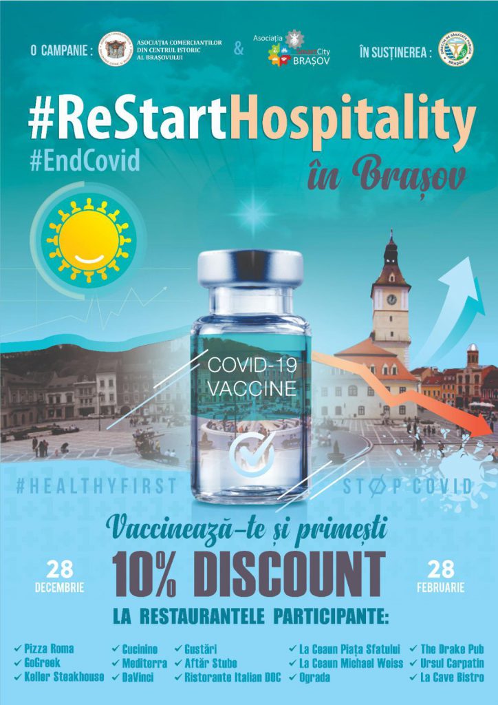 Reducere de 10% în restaurante din Brașov pentru clienții vaccinați anti-COVID