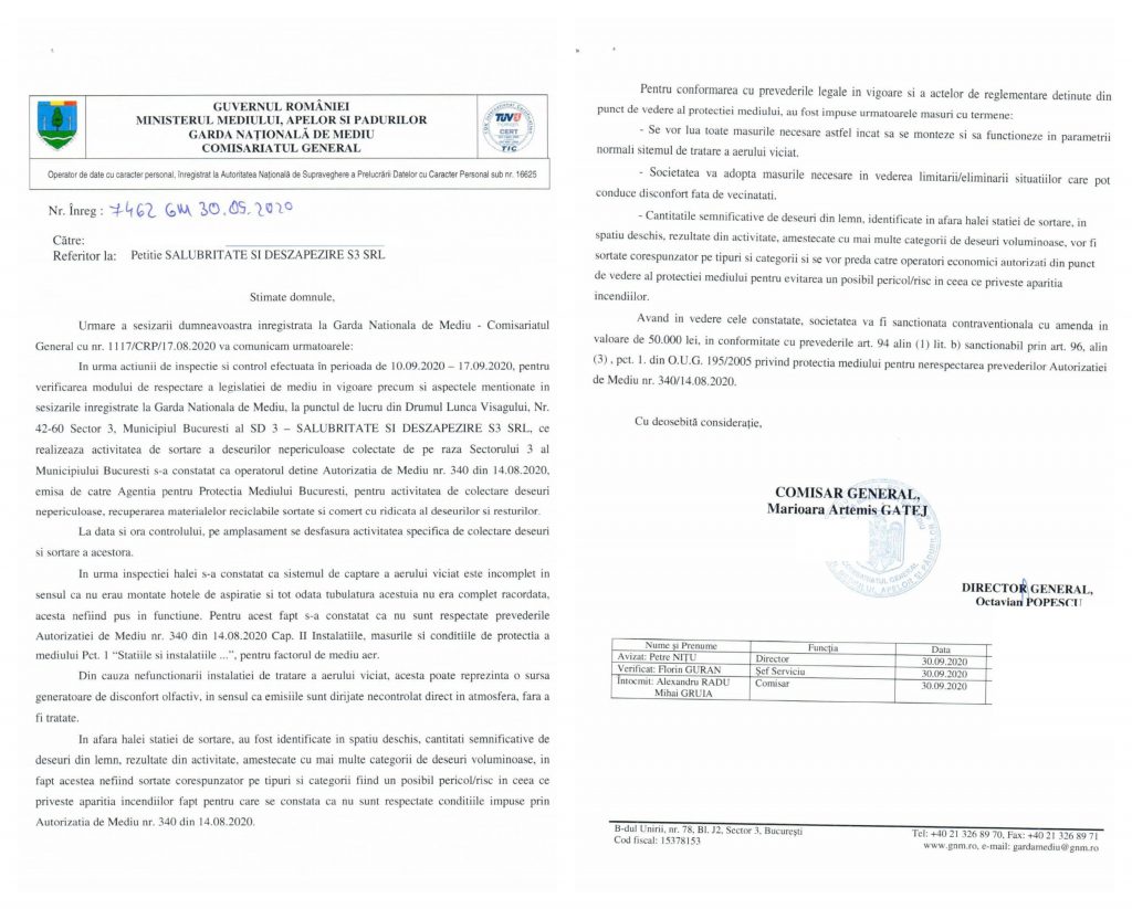 Stația de sortare a deșeurilor de la Cățelu a lui Negoiță, amendată a cincea oară. Sancțiuni cumulate de 50.000 de euro
