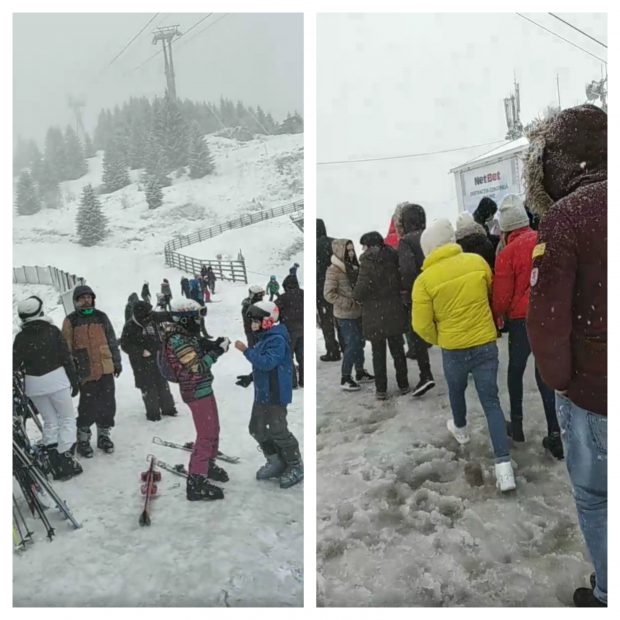 VIDEO | A doua zi de Crăciun la munte. Cozi la cota 2000 din Sinaia, turiștii s-au îngrămădit la vechea telecabină