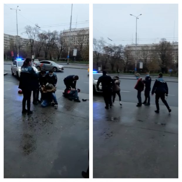 VIDEO |  Scandal cu polițiști în Gara de Nord. Trei persoane care consumau alcool și nu purtau mască de protecție, încătușate și amendate de agenți