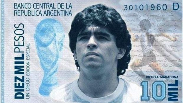 Argentinienii vor să-l pună pe Maradona pe bancnota de 10.000 de pesos. Motivele sunt și economice