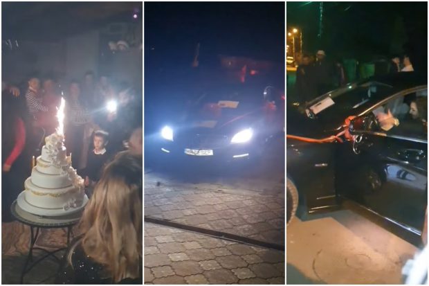 VIDEO / Majorat cu zeci de oameni la Timișoara, live pe Facebook. Sărbătorita a primit un Mercedes de lux, apoi a venit poliția: „Mamă, ce căruță!”