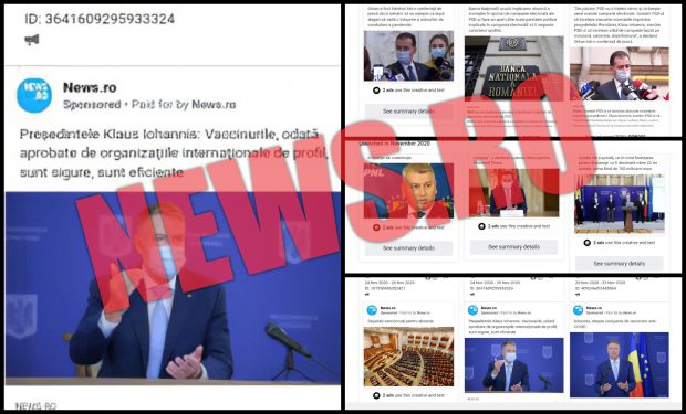 Agenția News.ro, zeci de știri sponsorizate pe Facebook, fără marcaj publicitar, despre acțiunile lui Klaus Iohannis, ale Guvernului Orban sau ale PNL