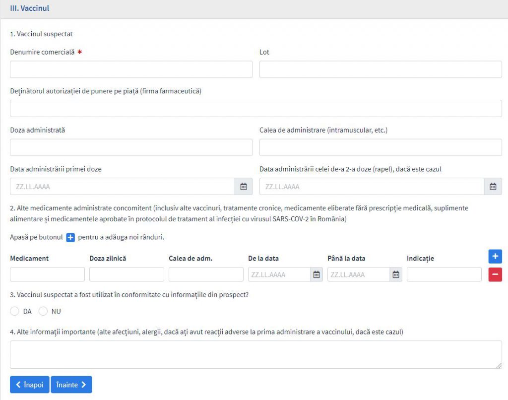 Formularele pe care pacienții trebuie să le completeze dacă au reacții adverse la vaccinul anti-COVID