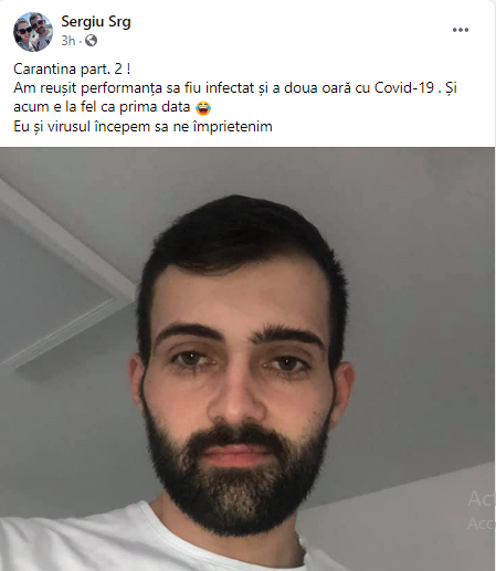 Primul român infectat cu Covid-19 s-a reinfectat după 10 luni. Cum se simte tânărul