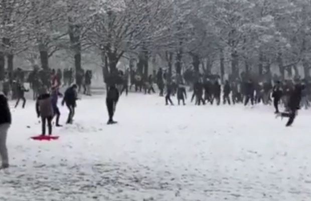 Doi tineri englezi, amendați cu aproape 14.000 de dolari, după ce au organizat o bătaie în masă cu bulgări de zăpadă într-un parc