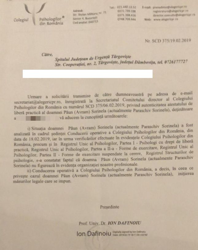 Cum arată documentele psiholoagei arestate după ce a practicat pe fals timp de 20 ani. „Și-a însușit datele altor specialiști”