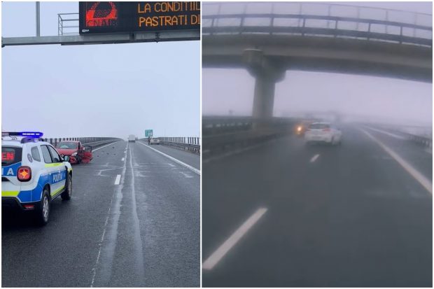 VIDEO | Șoferul filmat pe contrasens pe A3, Gilău – Turda, a făcut accident câteva zeci de secunde mai târziu