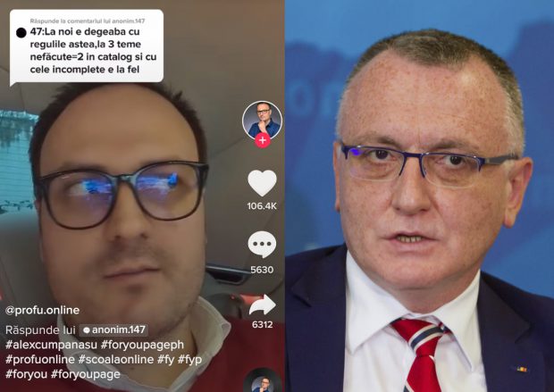 Profesorii avertizează asupra pericolului lui Cumpănașu, autointitulat „Profu online” pe TikTok și care se folosește de numele ministrului Câmpeanu!