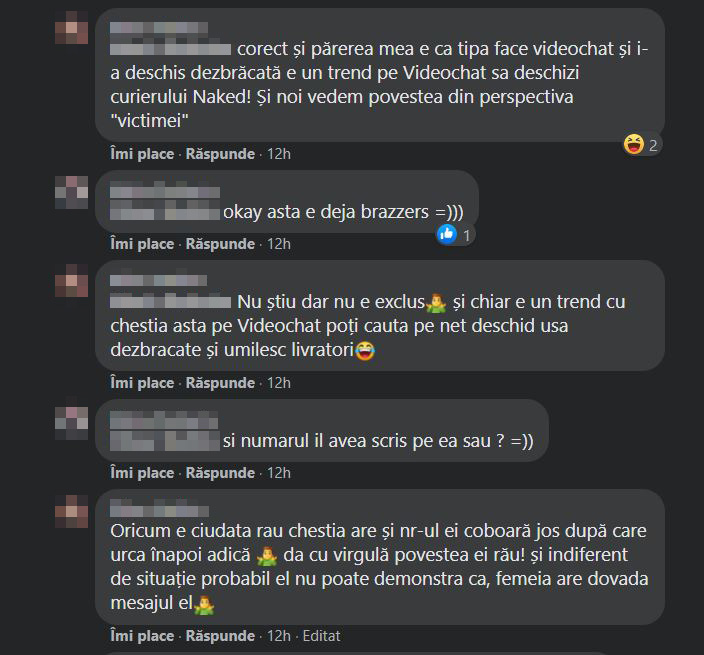 „Toate primiți avansuri, nu înseamnă că vă violează”. Tânăra hărțuită de curierul Glovo a fost bombardată cu mesaje care o învinovățesc pe ea