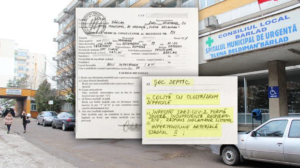 Spitalul din Bârlad raportează oficial 0 decese la pacienții cu infecții nosocomiale, dar un bărbat a murit în decembrie cu șoc septic și Clostridium în ATI-ul COVID