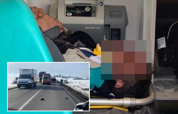 Șofer de TIR aproape ucis, după o ceartă pe stație cu un șofer de dubă, la Drăgănești Vlașca. A fost aruncat în fața unei alte mașini