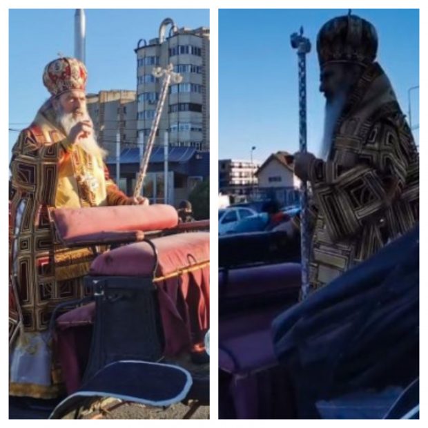 VIDEO |  Arhiepiscopul Tomisului, procesiune cu sute de oameni la Constanța. ÎPS Teodosie a mers cu o caleașcă