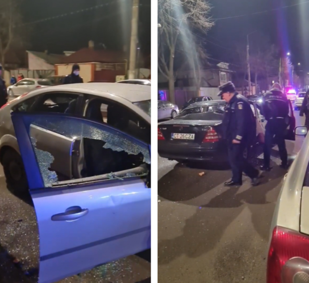 VIDEO  | Răfuială ca-n filme pe străzile din Brăila. Două autoturisme au fost distruse, iar trei indivizi au fost reținuți