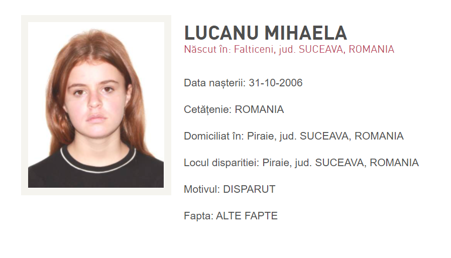 O adolescentă de 15 ani din Suceava, dată de dispărută de famile. Eleva a plecat la școală și nu s-a mai întors