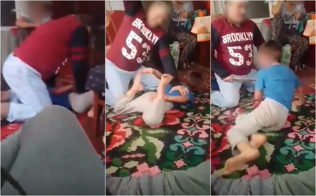 VIDEO | Un tată este filmat în timp ce își bate cu sălbăticie fiul de 7 ani. Atenție! Imagini cu impact emoțional