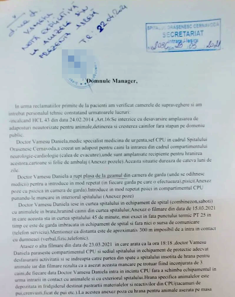 Mesajul managerului Spitalului Cernavodă în valul trei al pandemiei: „Aveţi termen 24 de ore ca pisica pe care o hrăniţi să nu mai existe în incinta CPU”