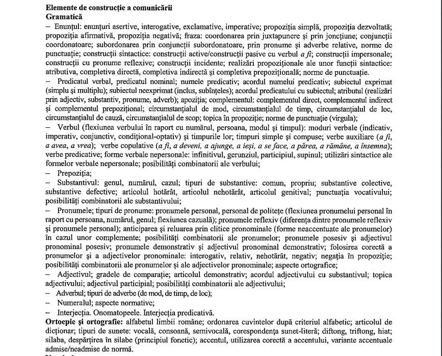 Programa limba și literatura română Evaluare Națională 2021