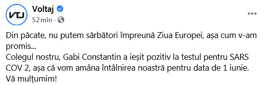 Concertul Voltaj de Ziua Europei, anulat, după ce chitaristul Gabi Constantin s-a infectat cu COVID