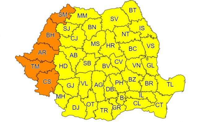Caniculă, de azi, în aproape toată țara. Care sunt zonele vizate de cod galben și cod portocaliu