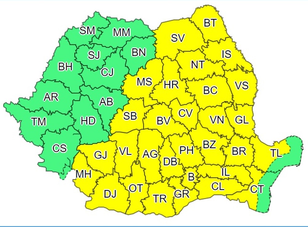 România, împărțită între vijelii și caniculă. Vestul țării, sub cod portocaliu de furtună