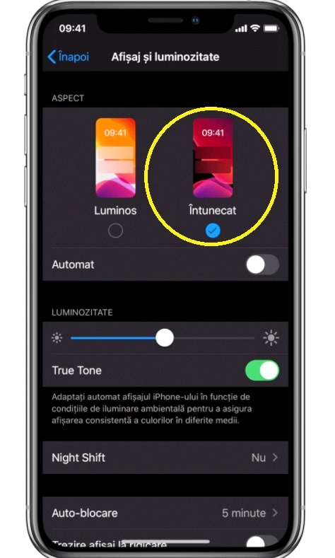 Dark Mode pe iOS