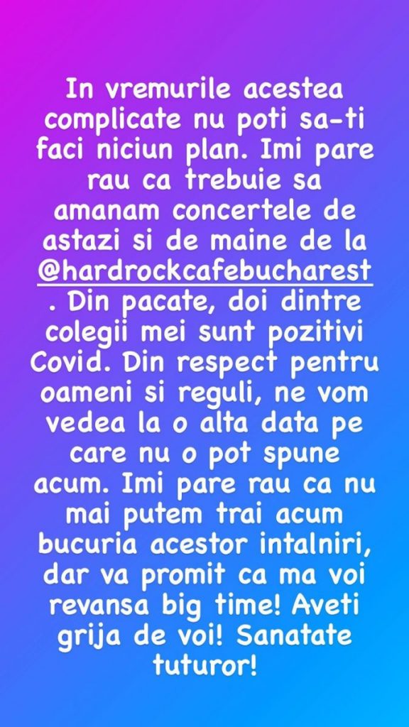 Smiley și-a amânat două concerte, după ce doi colegi de trupă au fost infectați cu COVID-19. „Vă promit că mă voi revanșa”